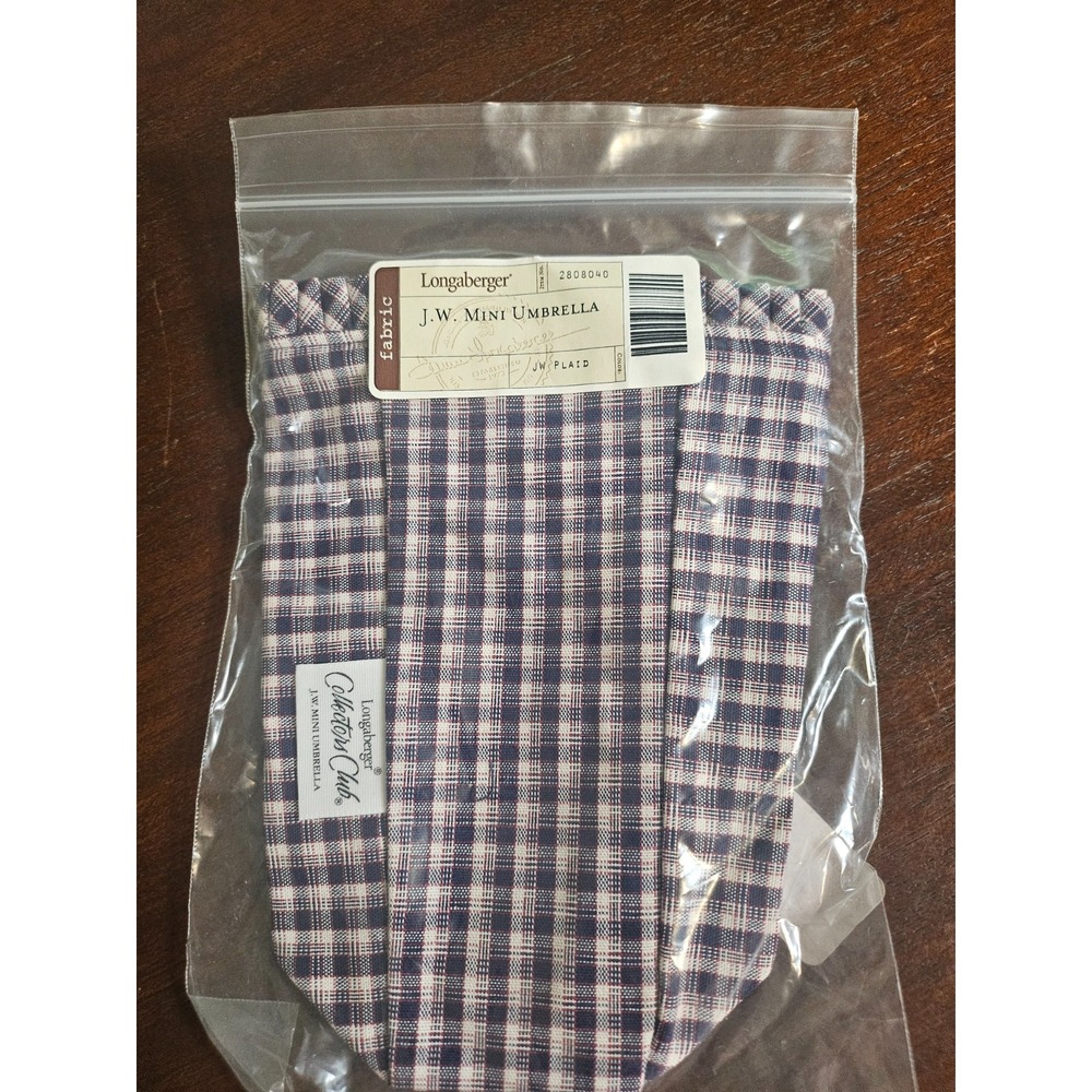 Longaberger JW Plaid Miniature Mini Umbrella Basket Liner New - Picture 2 of 2
